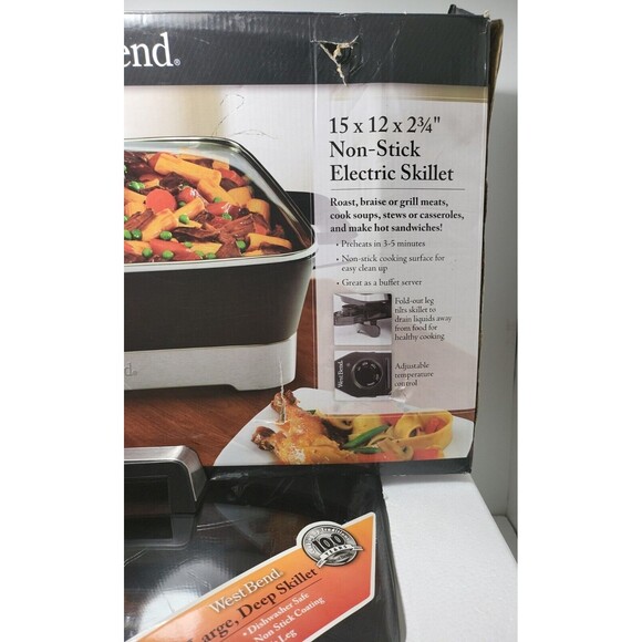 West Bend 15" x 12" X 2¾ Non-Stick Electric Skillet-New - Picture 5 of 12